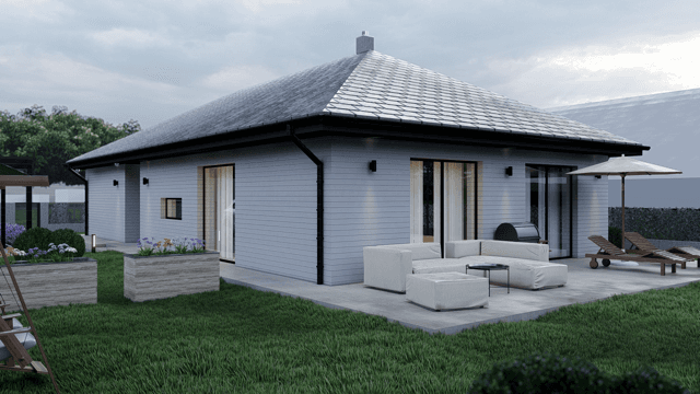 Luxusná obývačka s drevenými prvkami, zabudovanou knižnicou, moderným osvetlením, elegantným nábytkom a umeleckými obrazmi na stenách.